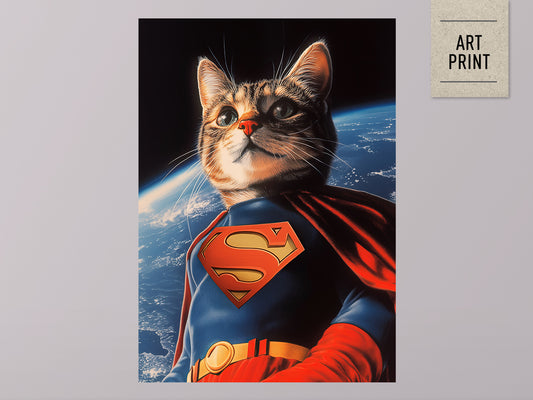 POSTER ›Supercat 1‹ / Wanddeko, Art Print, Kinderzimmer Poster, Superheld, Katze, Batman, Geschenk für Katzenfans (Kopie)