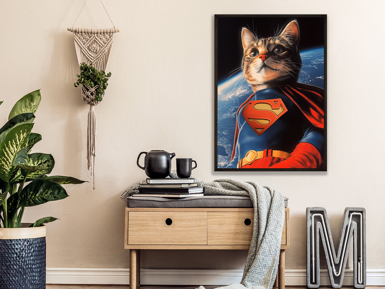 POSTER ›Supercat 1‹ / Wanddeko, Art Print, Kinderzimmer Poster, Superheld, Katze, Batman, Geschenk für Katzenfans (Kopie)
