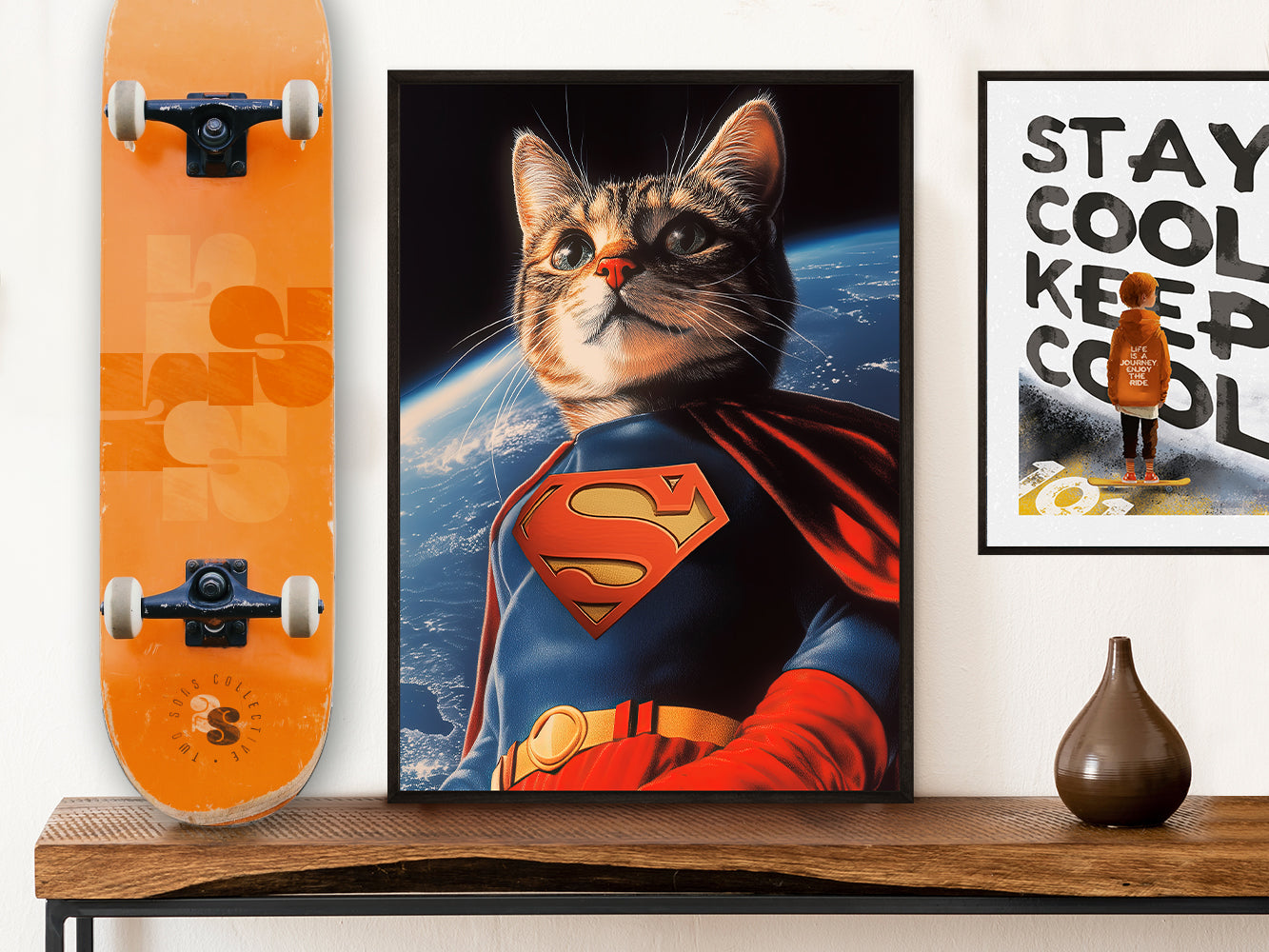 POSTER ›Supercat 1‹ / Wanddeko, Art Print, Kinderzimmer Poster, Superheld, Katze, Batman, Geschenk für Katzenfans (Kopie)