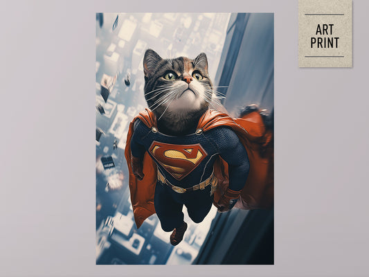 POSTER ›Supercat 2‹ / Wanddeko, Art Print, Kinderzimmer Poster, Superheld, Katze, Batman, Geschenk für Katzenfans (Kopie) (Kopie)