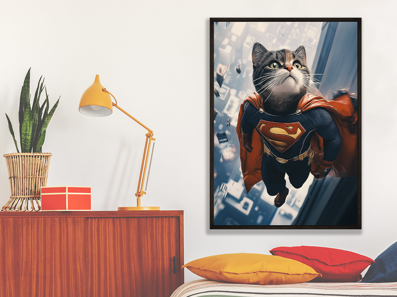 POSTER ›Supercat 2‹ / Wanddeko, Art Print, Kinderzimmer Poster, Superheld, Katze, Batman, Geschenk für Katzenfans (Kopie) (Kopie)