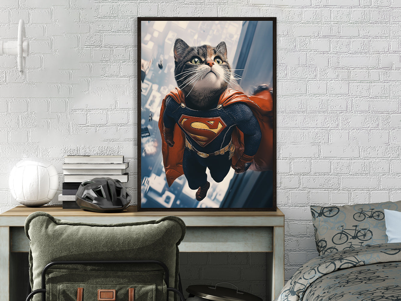 POSTER ›Supercat 2‹ / Wanddeko, Art Print, Kinderzimmer Poster, Superheld, Katze, Batman, Geschenk für Katzenfans (Kopie) (Kopie)