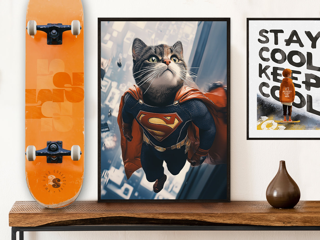 POSTER ›Supercat 2‹ / Wanddeko, Art Print, Kinderzimmer Poster, Superheld, Katze, Batman, Geschenk für Katzenfans (Kopie) (Kopie)