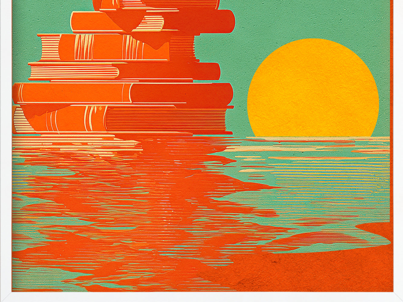 POSTER ›Reading Boy 02 / Wanddeko, Art Print, Kinderzimmer Poster, Sommer, Buch, Meer, Sonne, retro, lesen (Kopie)