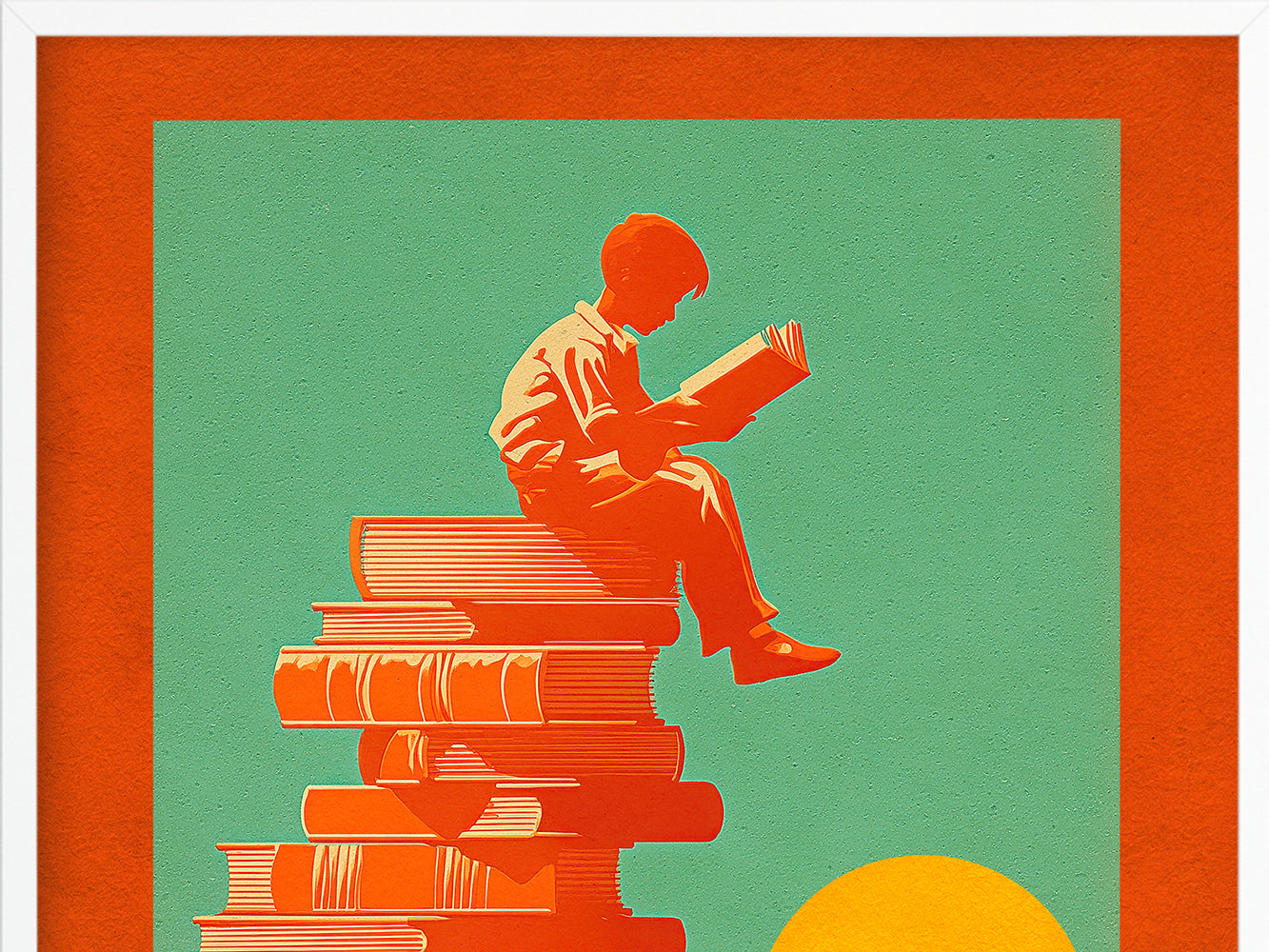 POSTER ›Reading Boy 02 / Wanddeko, Art Print, Kinderzimmer Poster, Sommer, Buch, Meer, Sonne, retro, lesen (Kopie)