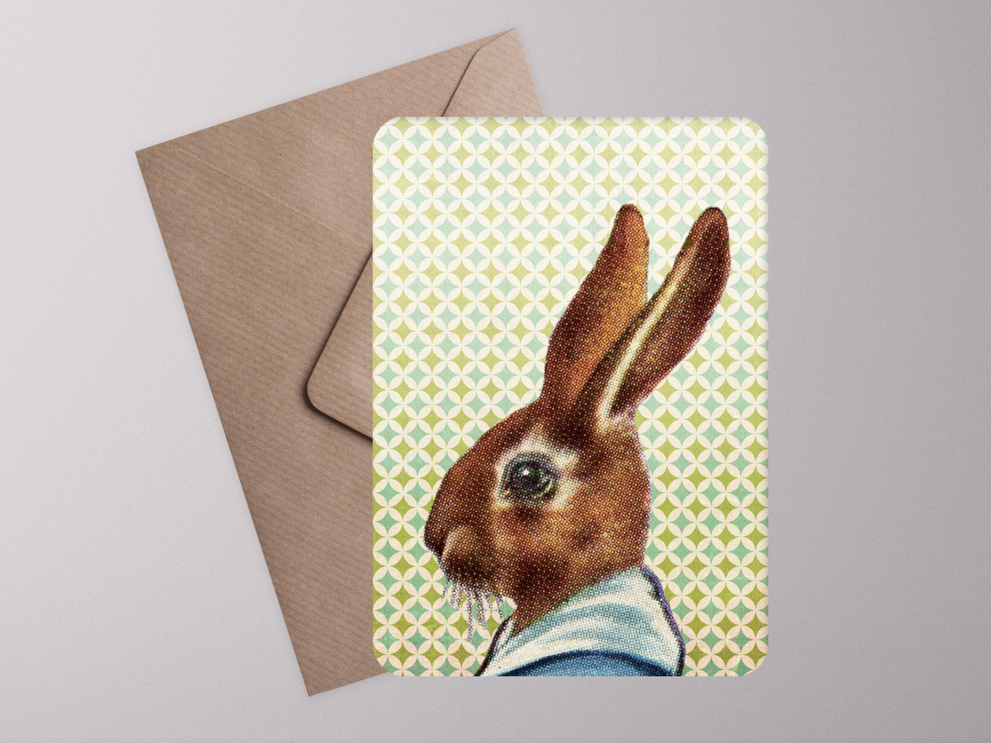 Postkarte Osterhase ›Follow the bunny‹, Osterkarte, Vinatge, Frohe Ostern, Hase