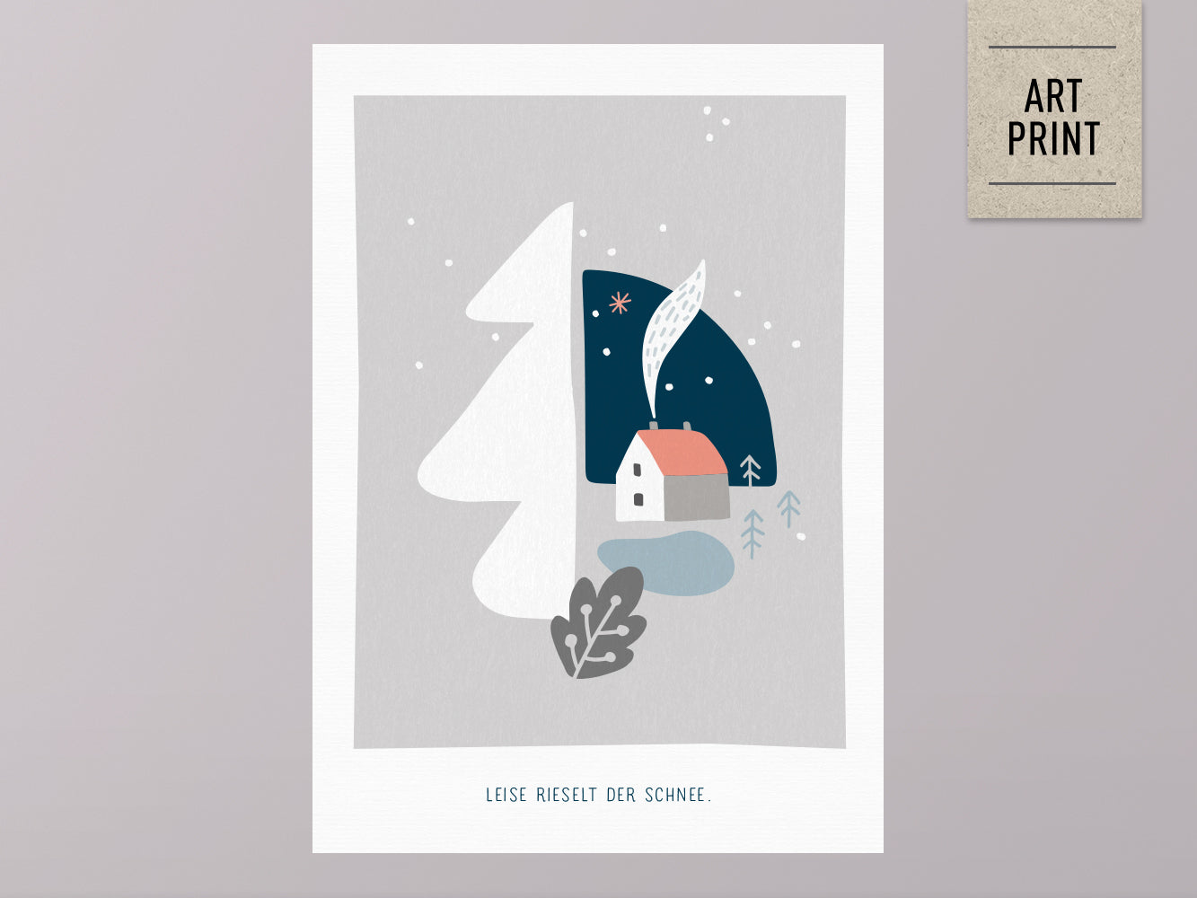 Leise rieseld der Schnee..., ein Weihnachtsmotiv im Scandi Nordic Stil als schöner Art-Print für dein Zuhause, oder als Geschenk für deine Lieben zu Weihnachten.