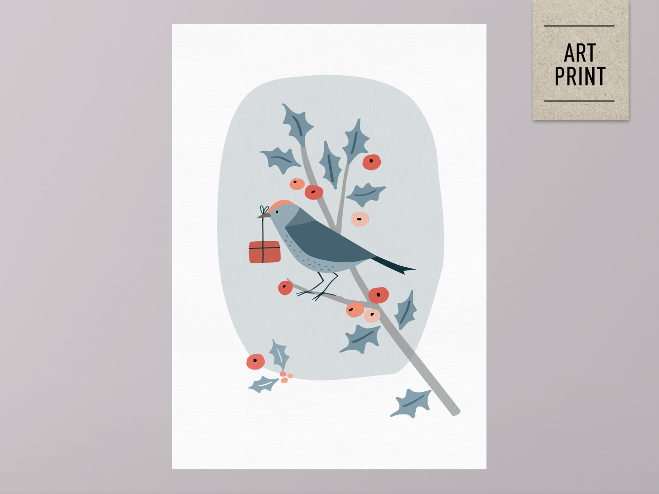 DRUCK ›Weihnachten 02‹ / Art Print, Poster, Illustrationen, Scandi Nordic Deco, Winterlandschaft, Winter, Homedeco