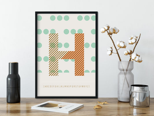 DRUCK ›H-TYPEFACE‹ / ABC, Wandbild, Typo-Poster, Kunstdruck, Alphabet, Typografie