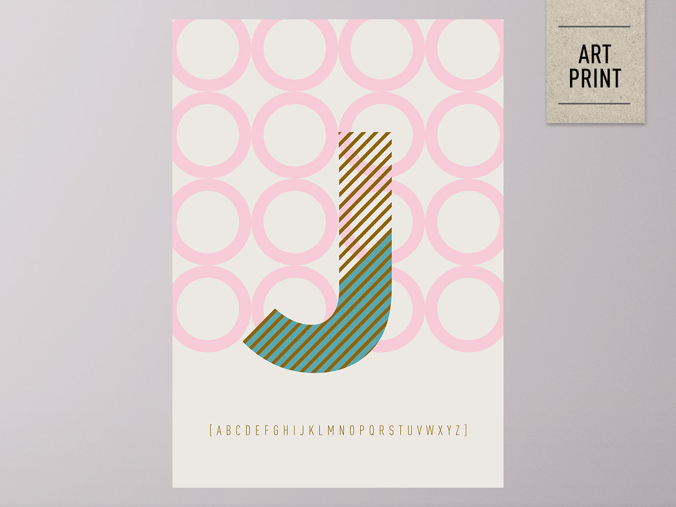 DRUCK ›J-TYPEFACE‹ / ABC, Wandbild, Typo-Poster, Kunstdruck, Alphabet, Typografie
