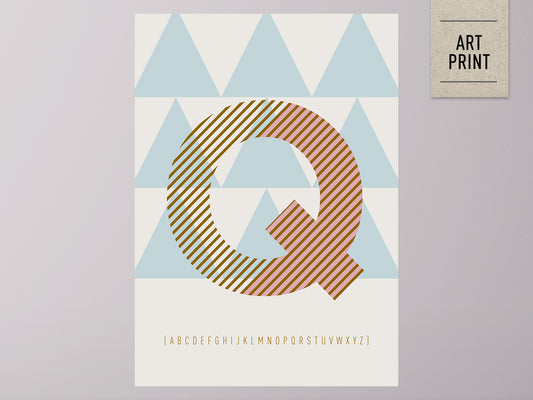 DRUCK ›Q-TYPEFACE‹ / ABC, Wandbild, Typo-Poster, Kunstdruck, Alphabet, Typografie