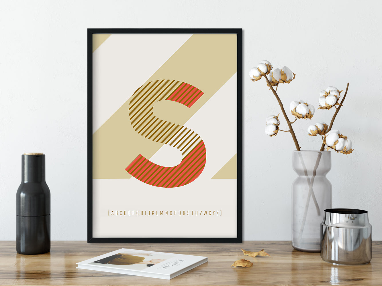 DRUCK ›S-TYPEFACE‹ / ABC, Wandbild, Typo-Poster, Kunstdruck, Alphabet, Typografie