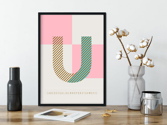DRUCK ›U-TYPEFACE‹ / ABC, Wandbild, Typo-Poster, Kunstdruck, Alphabet, Typografie