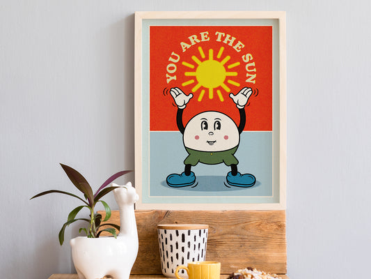 DRUCK ›You Are The Sun‹ / Wanddeko, Art Print, Sonne, Cartoon, Illustation, Retro Poster, Wandbild, Kinderzimmer
