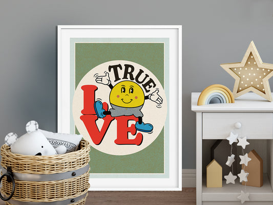 DRUCK ›True Love‹ / Wanddeko, Art Print, Liebe, Comic, Cartoon, Illustation, Retro Poster, Wandbild, Smiley