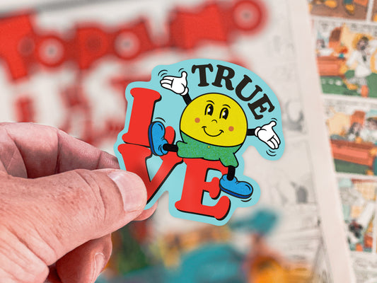 Aufkleber, Sticker ›True Love‹ / Smiley, Comic, Cartoon, verliebt, Geschenkidee, Etikett, Liebe, Freundschaft