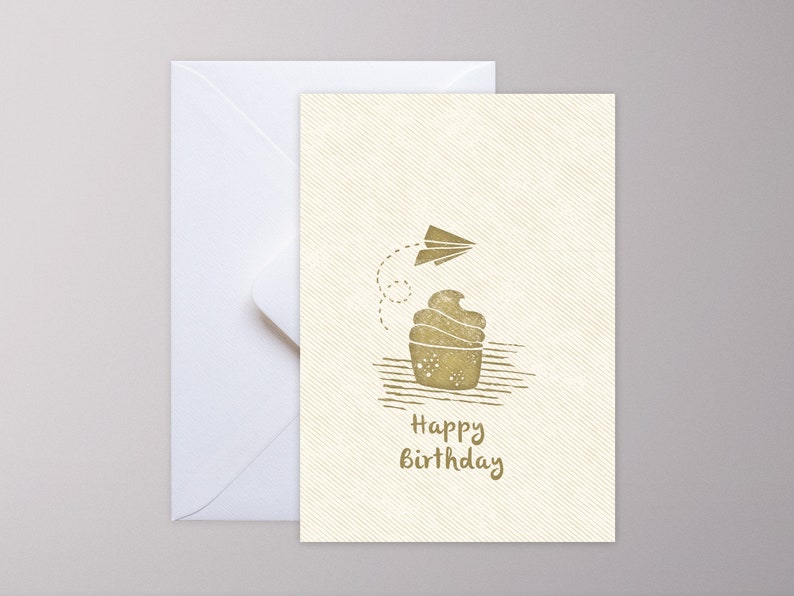 Geburtstagskarte ›Happy Birthday – Muffin‹, Glückwunsch, Geschenk, Einladung, Feiern, Kindergeburtstag