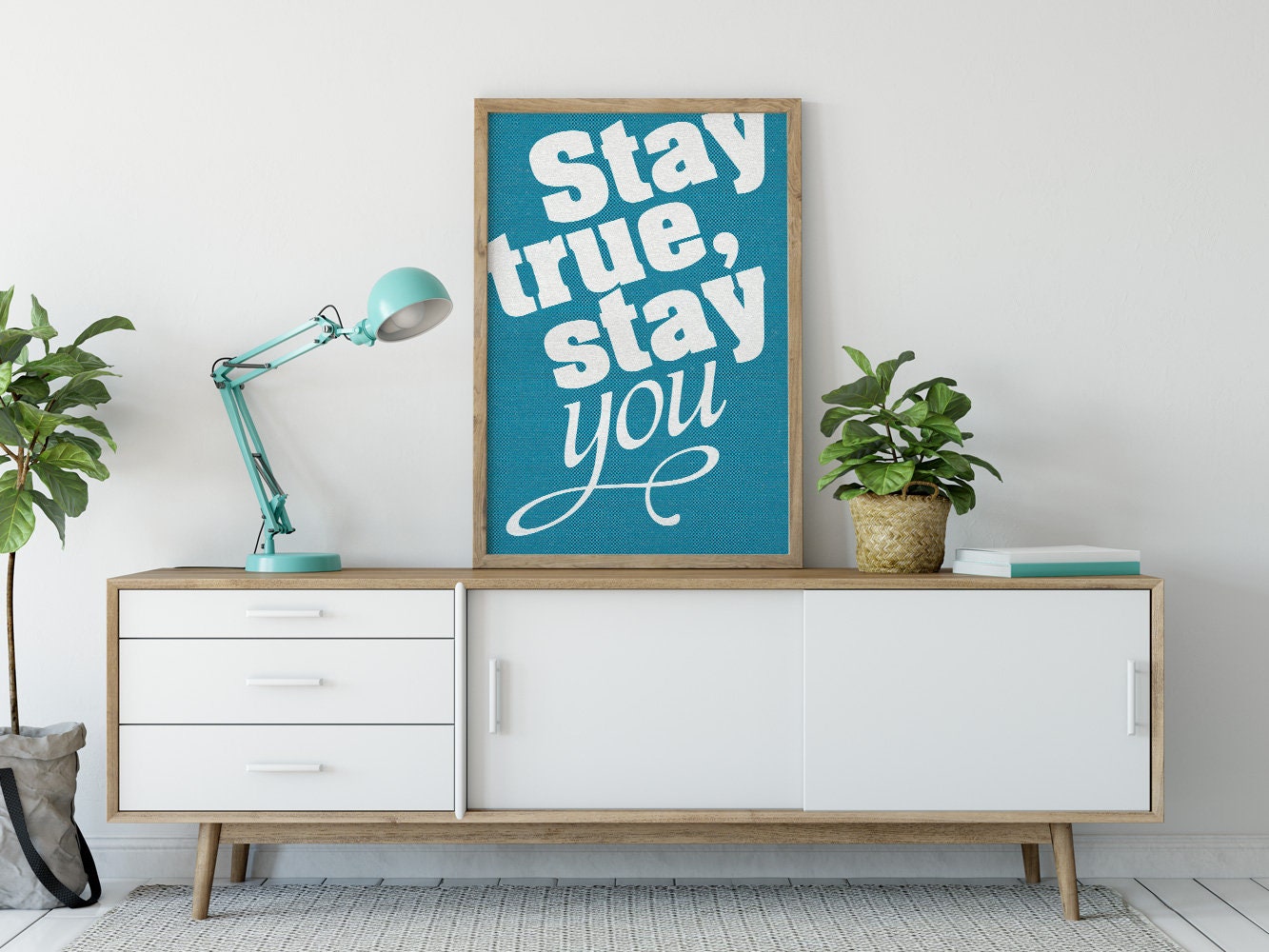 Druck ›Stay true, stay you‹ / Wandbild, Poster, Kunstdruck, Buddy, Typo