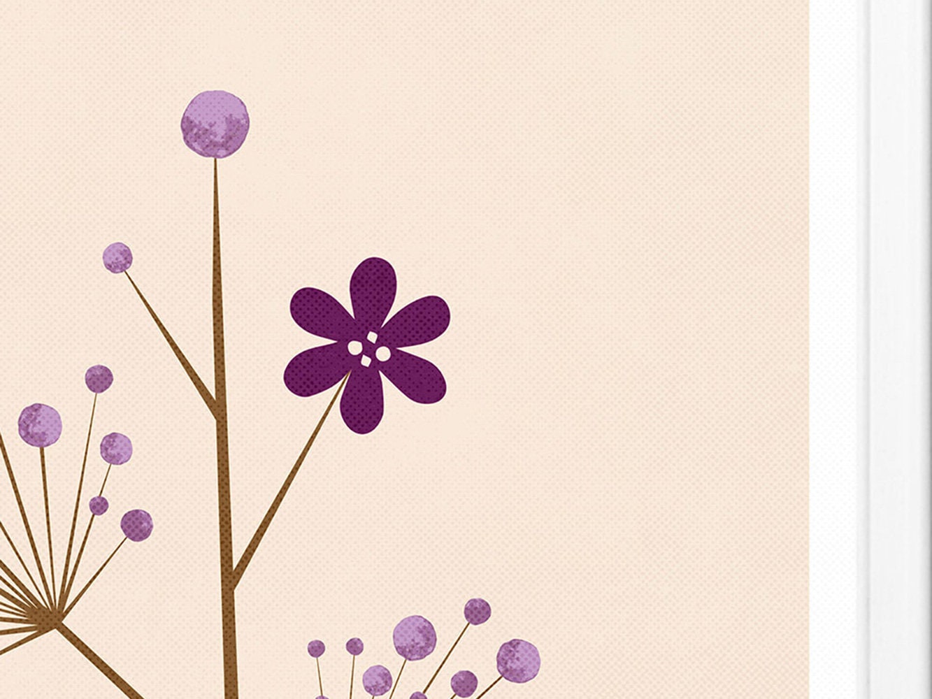 DRUCK ›LILA FLOWER‹ / Wall Art, Wandbild, Poster, Kunstdruck, Blume, Blätter, Floral, Retro, Design, Pastel