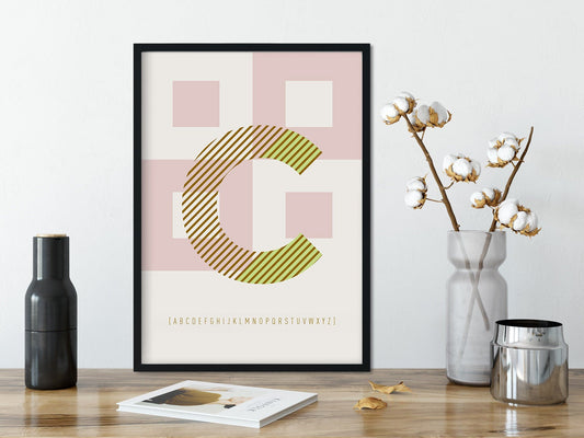 DRUCK ›C-TYPEFACE‹ / ABC, Wandbild, Typo-Poster, Kunstdruck, Alphabet, Typografie