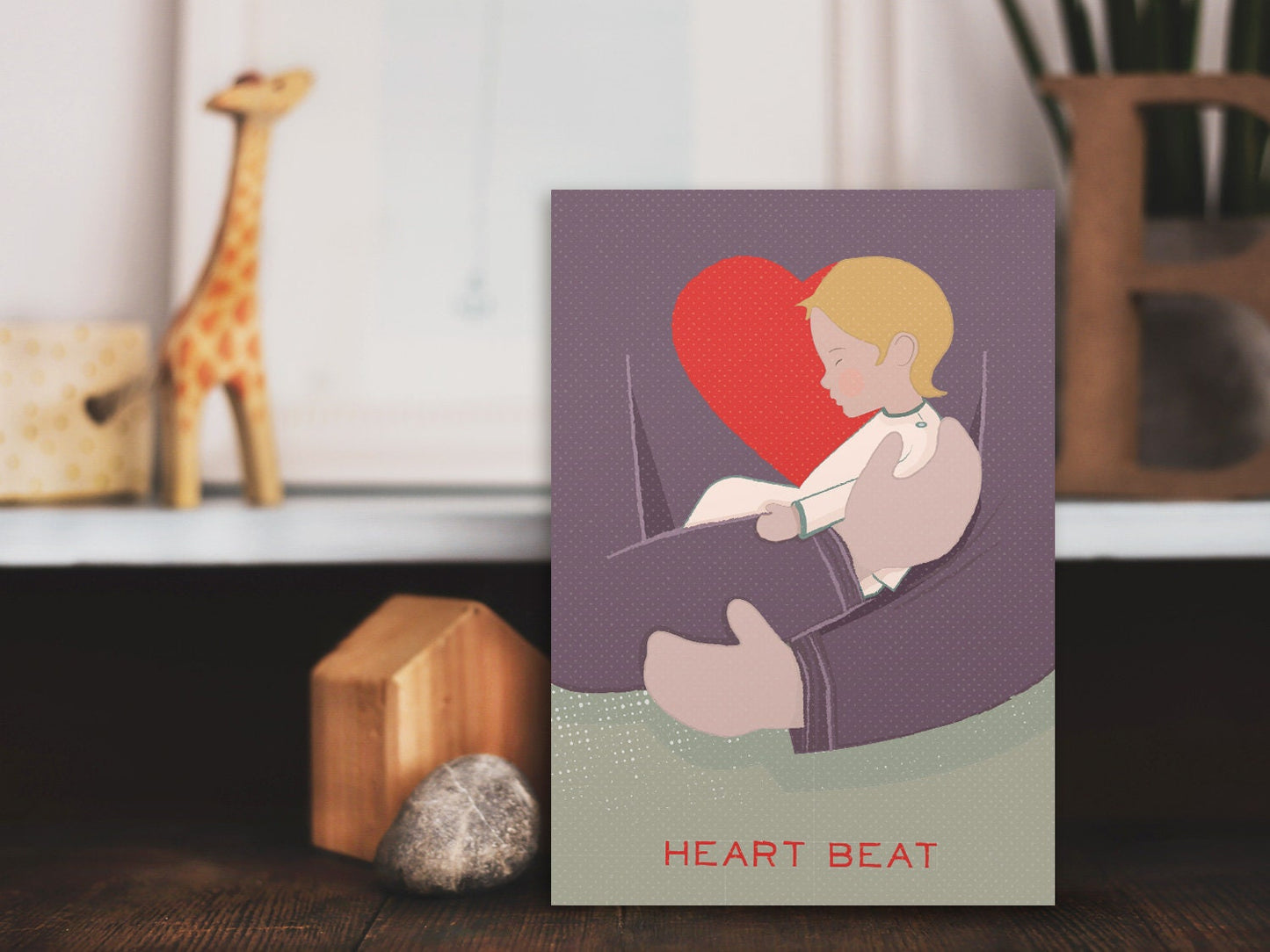 Klappkarte ›Heart Beat – Girl‹ / Karte, Grußkarte, Liebe, Geburt, Geburtstag, Baby, Taufe, Herz, Umarmung, Geborgenheit; Hello little one