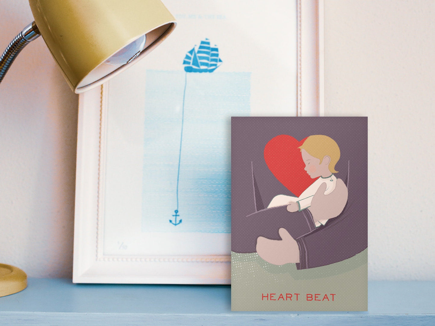 Klappkarte ›Heart Beat – Girl‹ / Karte, Grußkarte, Liebe, Geburt, Geburtstag, Baby, Taufe, Herz, Umarmung, Geborgenheit; Hello little one