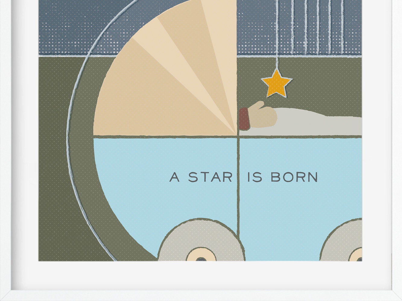 DRUCK ›A Star Is Born‹ / Wanddeko, Art Print, Geschenk, Geburt, Geburtstag, Baby, Taufe, Junge, Musik, Gitarre, Stern, hello little one