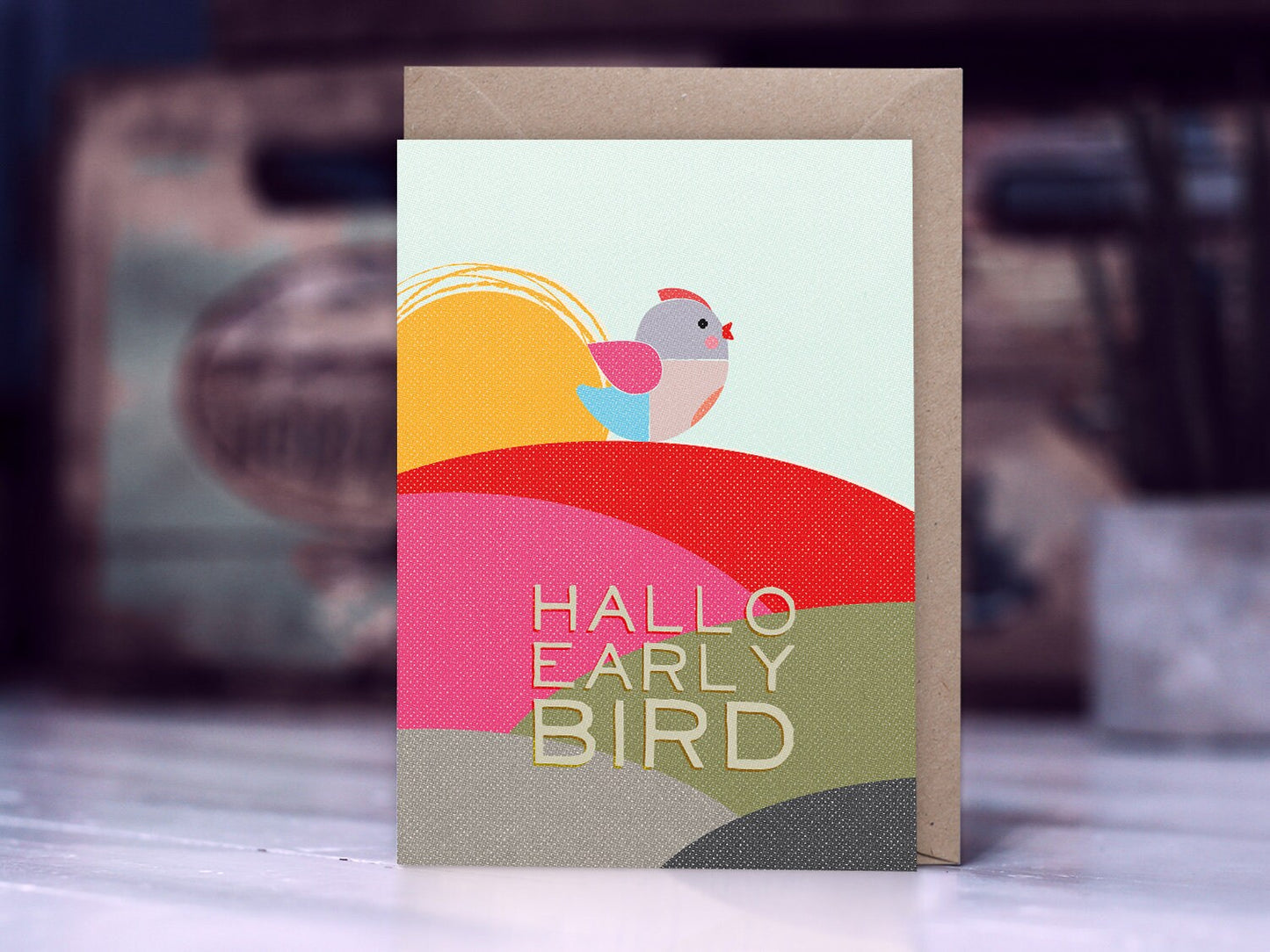 Klappkarte ›Hallo Early Bird‹ / Karte, Grusskarte, Liebe, Gruß, Geburt, Geburtstag, Baby, Taufe, Vogel, Sonne, Bunt, hello little one