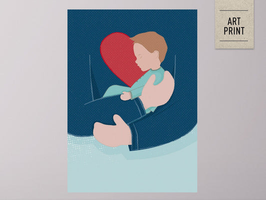 DRUCK ›Heart Beat – Boy‹ / Wanddeko, Art Print, Liebe, Geschenk, Geburt, Baby, Art, Junge, Musik, Herz, Umarmung, Geborgenheit