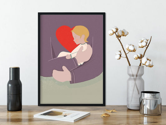 DRUCK ›Heart Beat – Girl‹ / Wanddeko, Art Print, Liebe, Geschenk, Geburt, Baby, Art, Mädchen, Musik, Herz, Umarmung, Geborgenheit