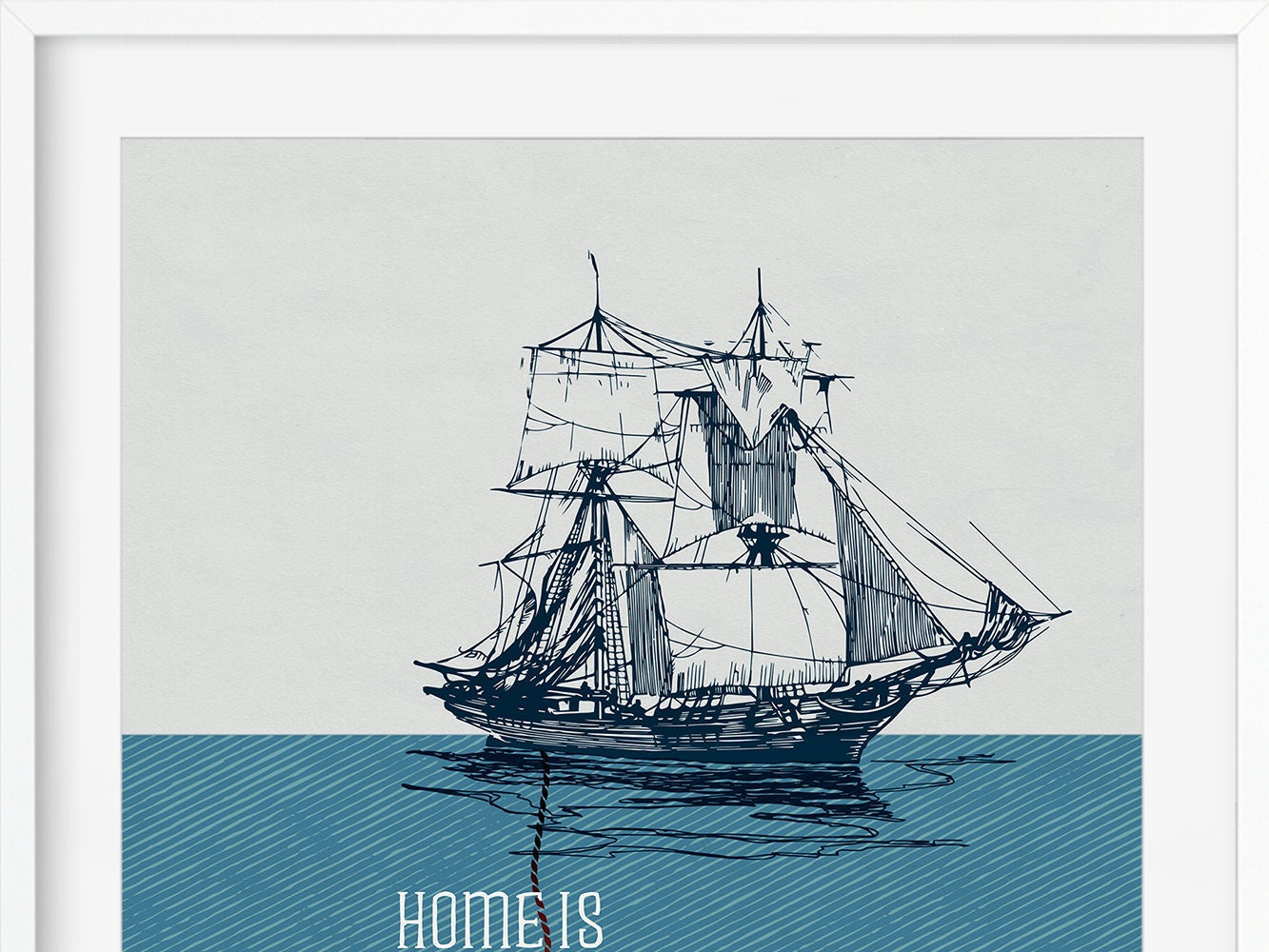 DRUCK ›HOME IS where the anchor drops‹ / Wanddeko, Art Print, Gastgeschenk Poster, Umzug, Einzug, kleines Geschenk, Schiff, Anker, Quote