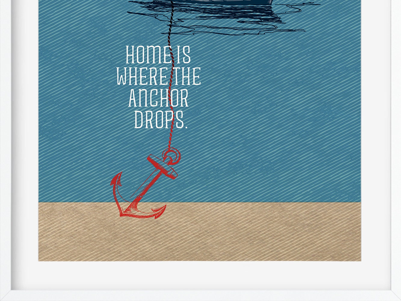 DRUCK ›HOME IS where the anchor drops‹ / Wanddeko, Art Print, Gastgeschenk Poster, Umzug, Einzug, kleines Geschenk, Schiff, Anker, Quote