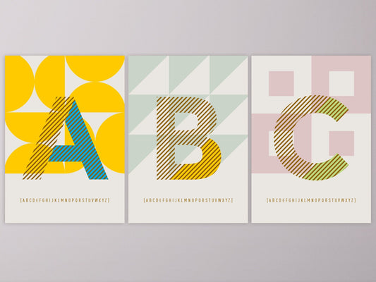 Buchstaben-Postkarten A-Z, ABC Karte, Alphabet, Grußkarte, Initial