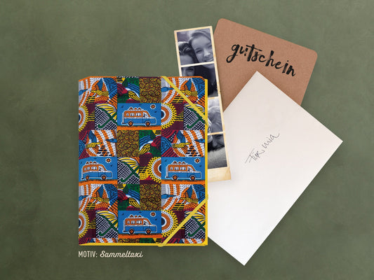 Mini-Sammelmappe ›Muster‹; kleiner Ordnungshelfer, Gutscheinmappe, Geschenk, Reisebegleiter, Afrika