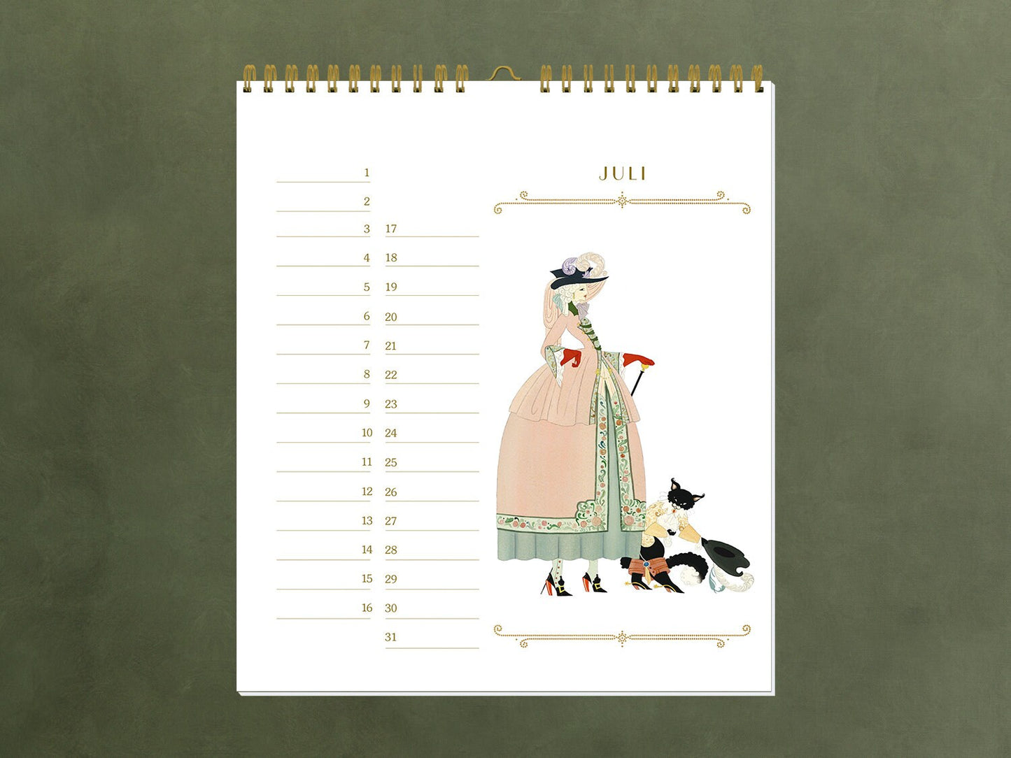 edler Geburtstagskalender, immerwährender Kalender, Illustrationen, Art Deco, Kunst, Twenties, England, Geschenk