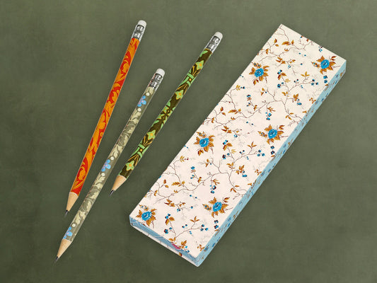 Bleistifte in Geschenkschuber ›Blaue Rose‹, zeichnen, Blumenmuster, Vintage, Geschenk, edel, Bleistift-Set, Skizzieren, Tapete