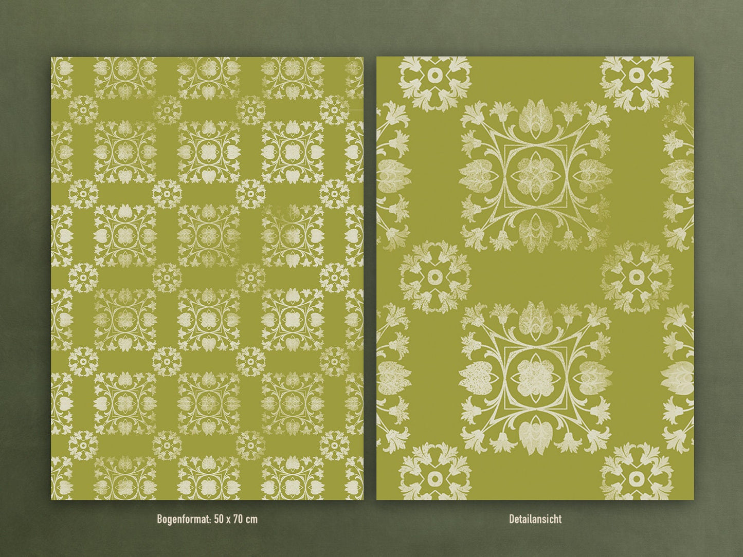 Geschenkpapier Set 02, Indien : 10 Bögen mit 5 Motiven, 50 x 70 cm, Mandal, Muster, Gold, Henna, Boho, Ethno, verpacken