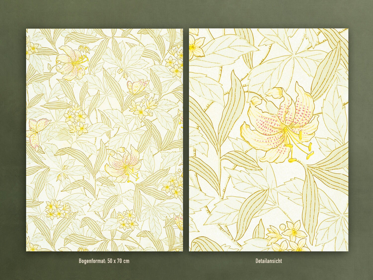 Geschenkpapier Set, Gefährlich schön 04: 10 Bögen mit 5 Motiven, 50 x 70 cm, Natur, Vintage, Pflanzen, Tapete, Blumen, Muster, verpacken